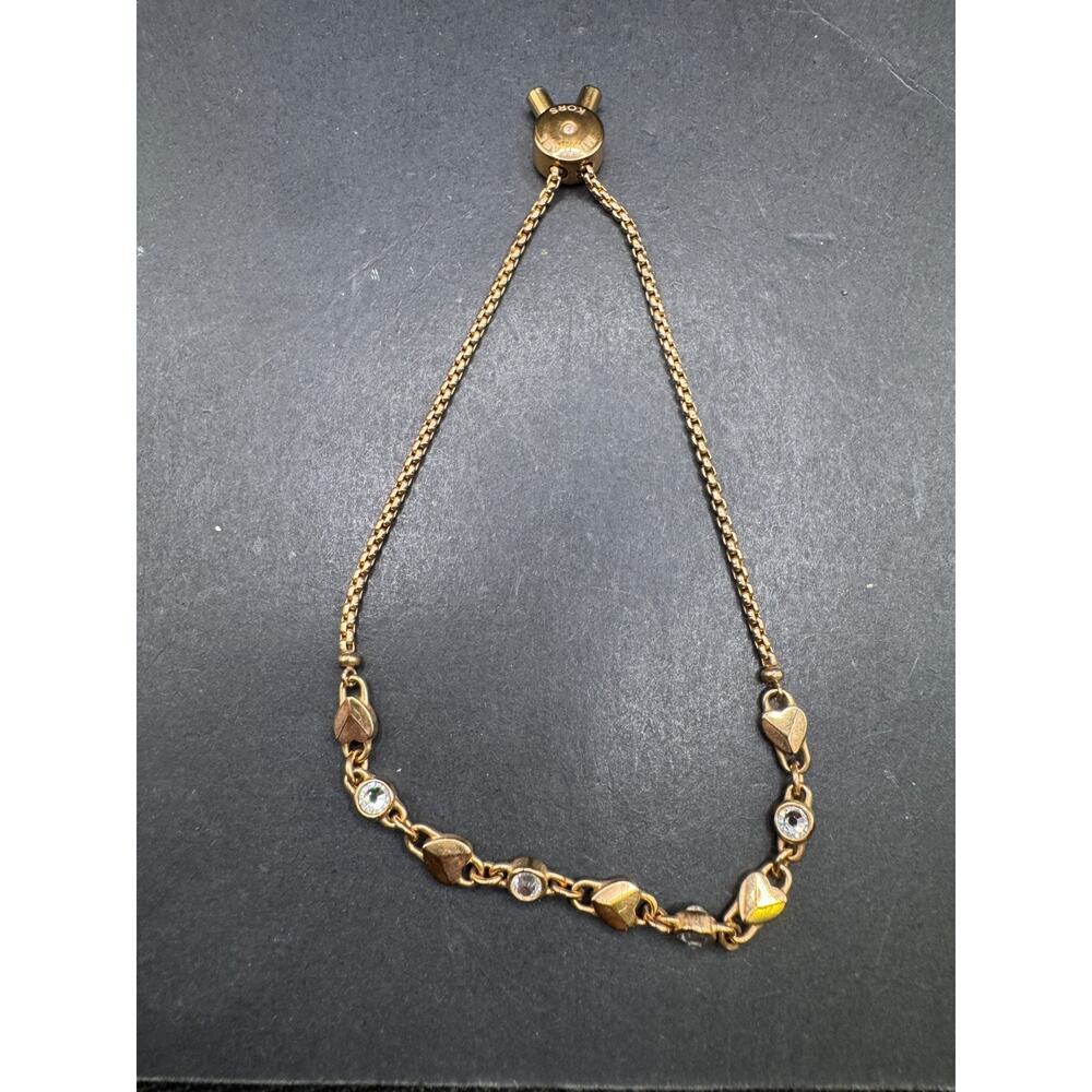 Michael Kors MK Rose Gold Tone Crystal Heart Slider Bracelet Adjustable